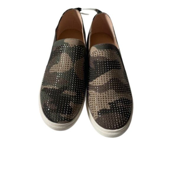 Women's Slip on Sneakers Camouflage with Rhinestones Nicole Miller. Size 6 New - Picture 1 of 9